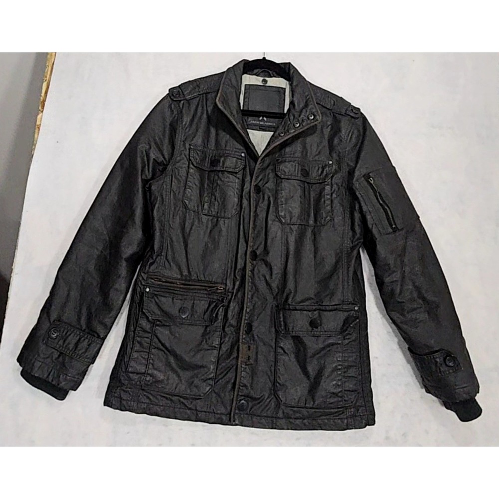 Jack & Jones Jacket Mens M Racing Vtg Y2K Moto Utility Wax Coated Oilskin
